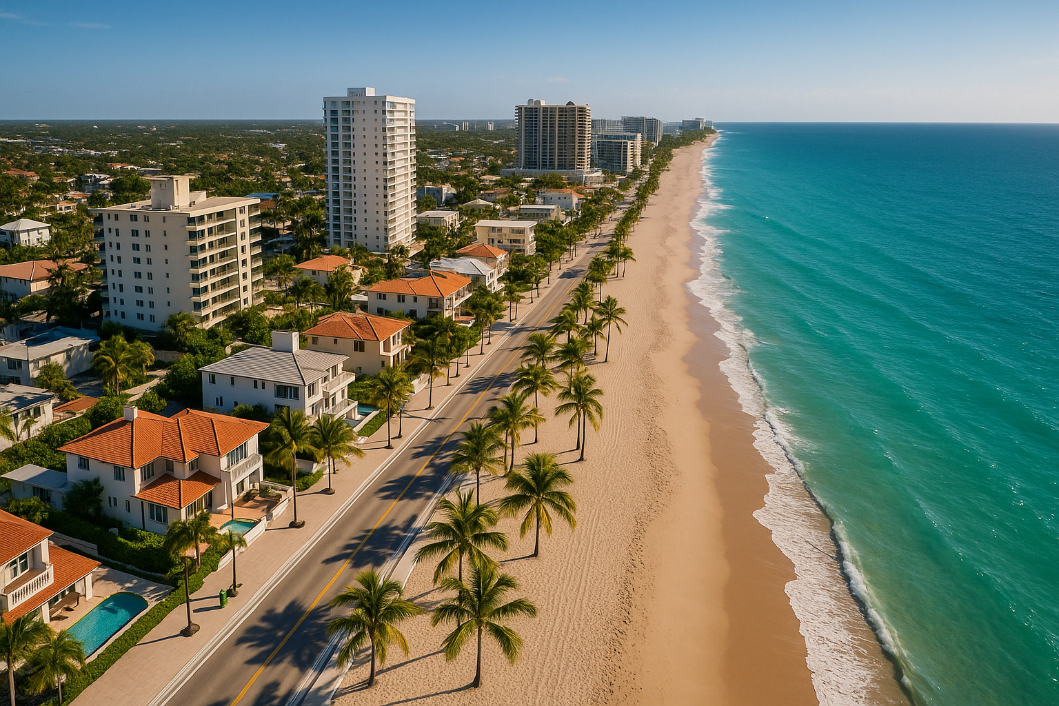 Aerial view of Lauderdale Beach showing coastline and buildings