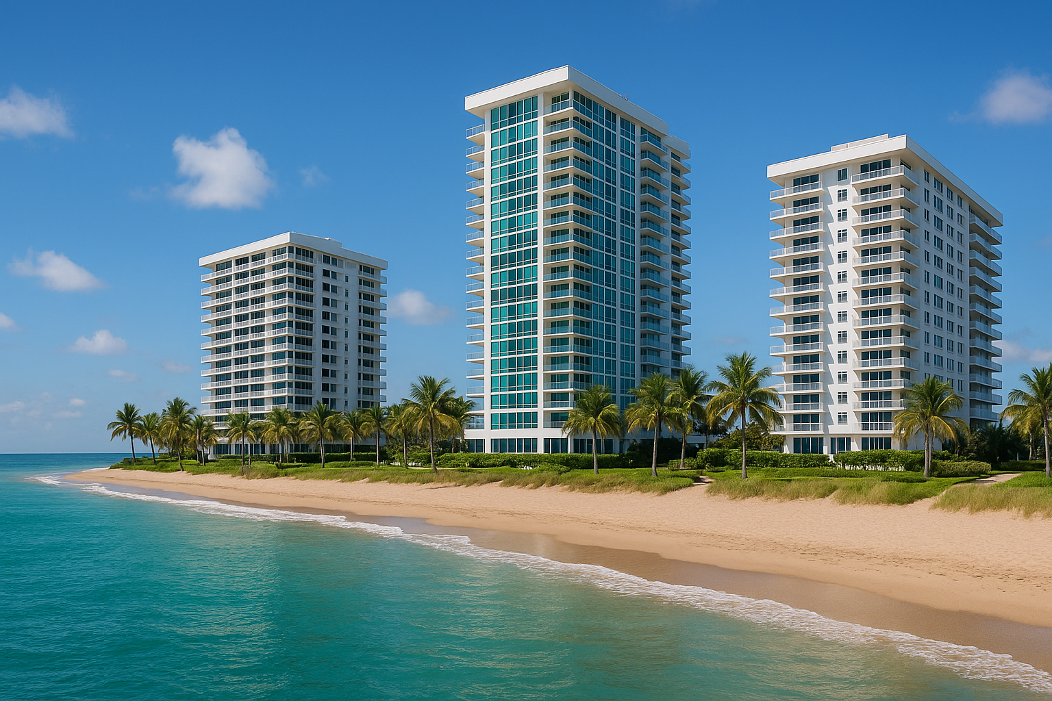 Galt Mile oceanfront towers and beach walkway