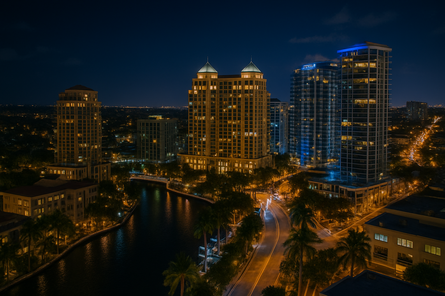 Downtown Fort Lauderdale skyline and New River